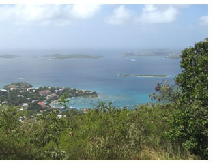 Caribbean view from atop Margaret Hill, St. John